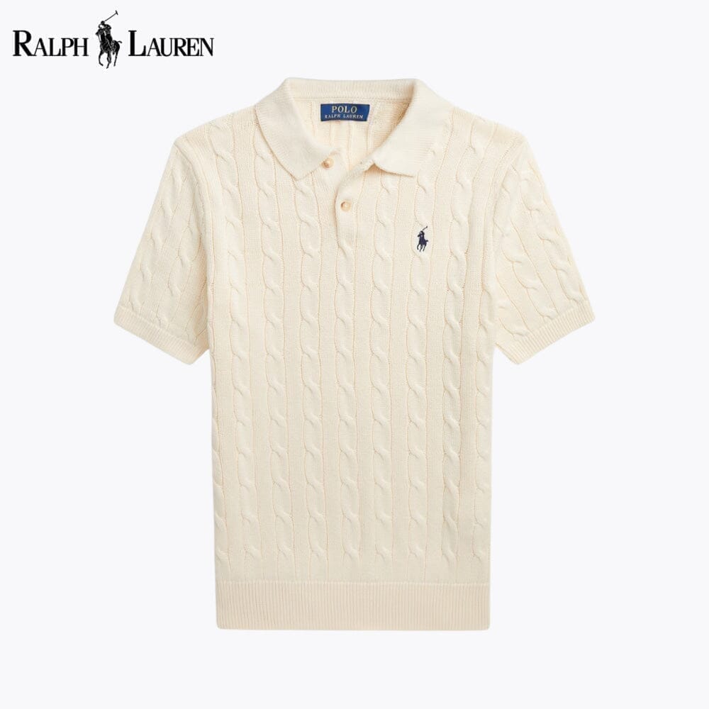 Ralph Lauren cable-knit polo collar sweater in cotton