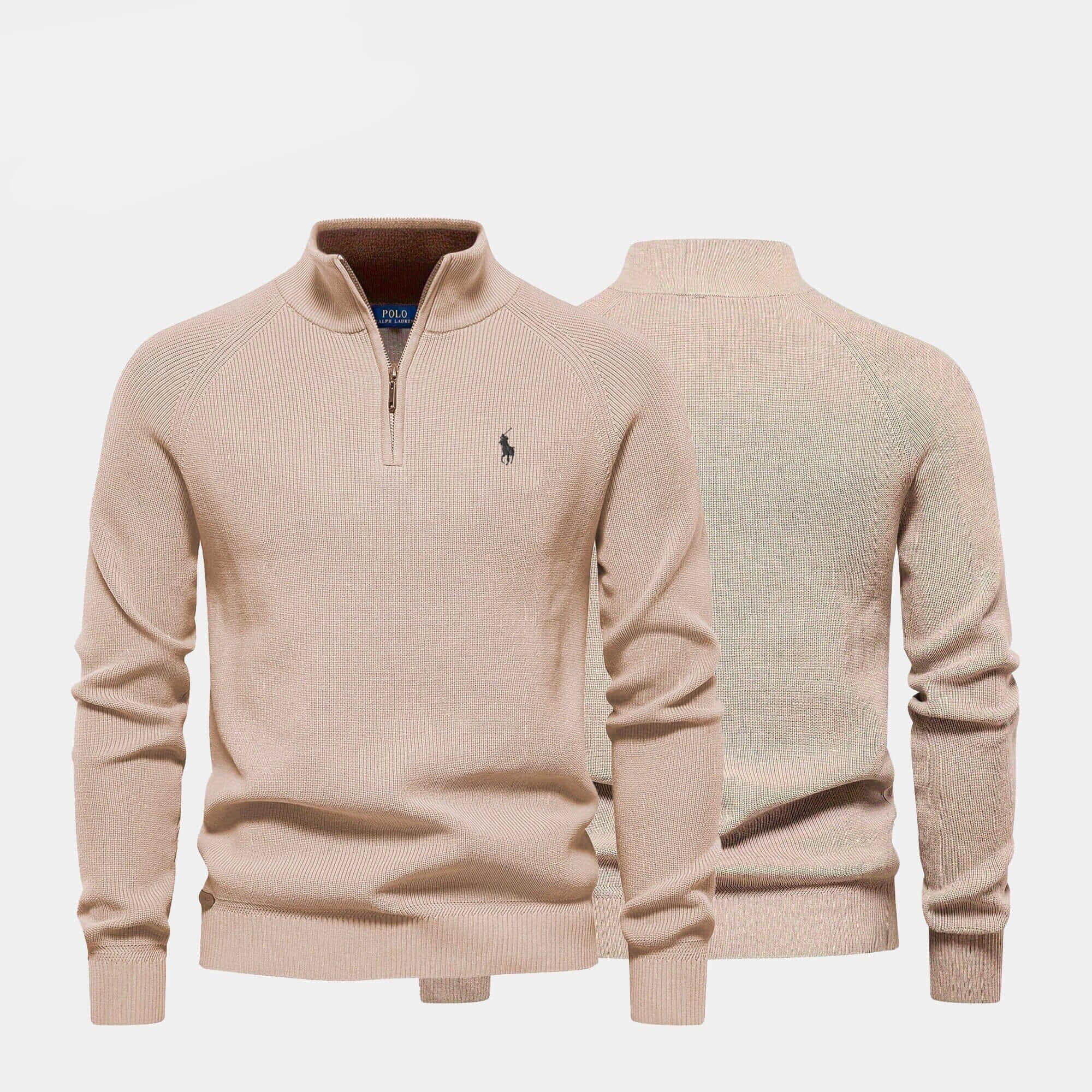 Ralph Lauren sophisticated ribbed knit zip-up sweater