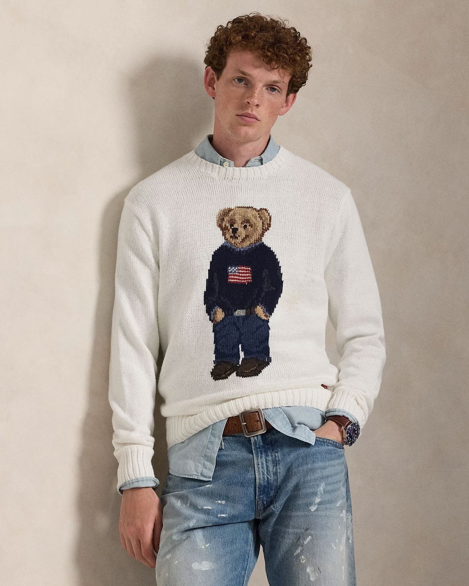 Ralph Lauren Polo Bear Cotton Linen Sweater