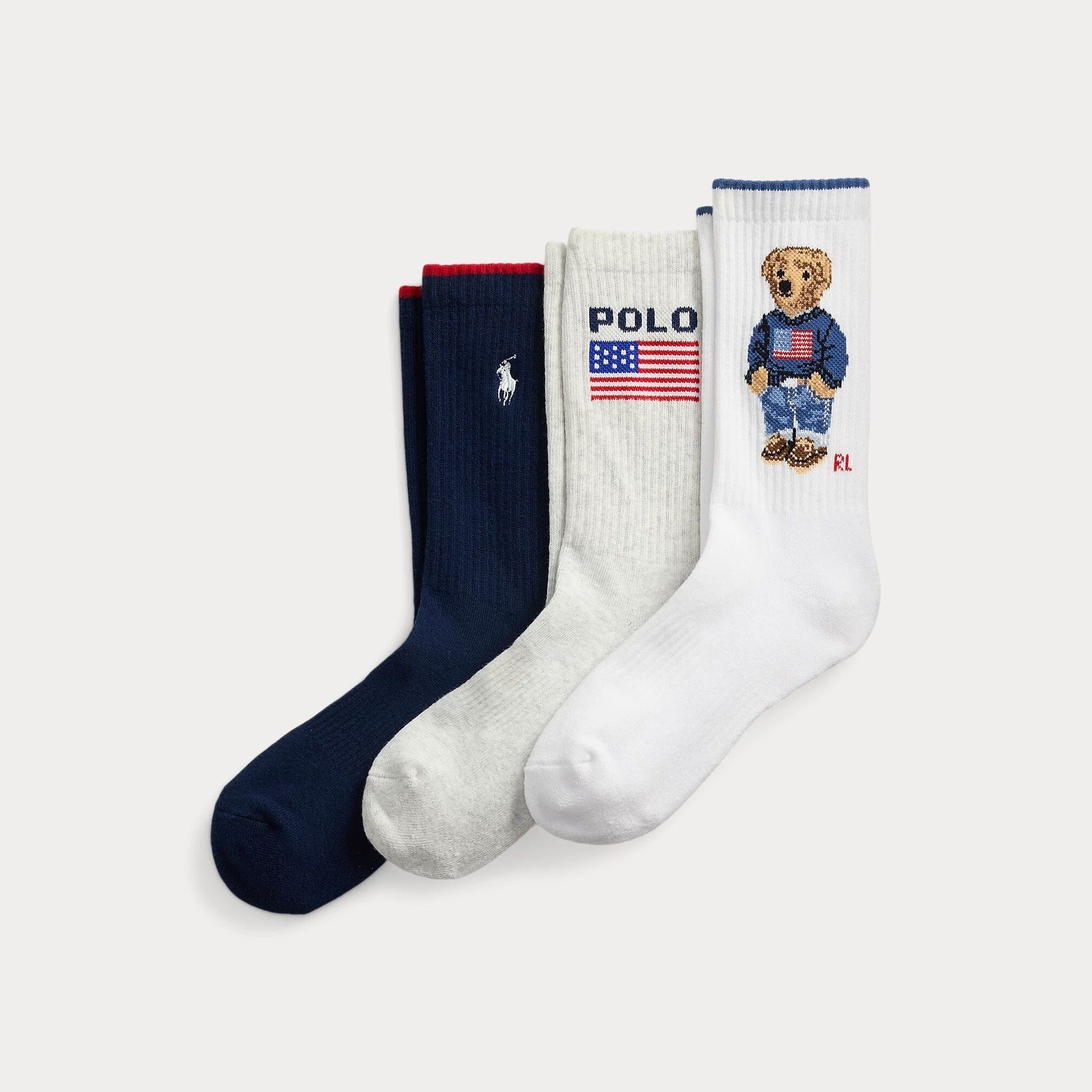 Ralph Lauren Polo Bear Logo Crew Socks 3 Pack