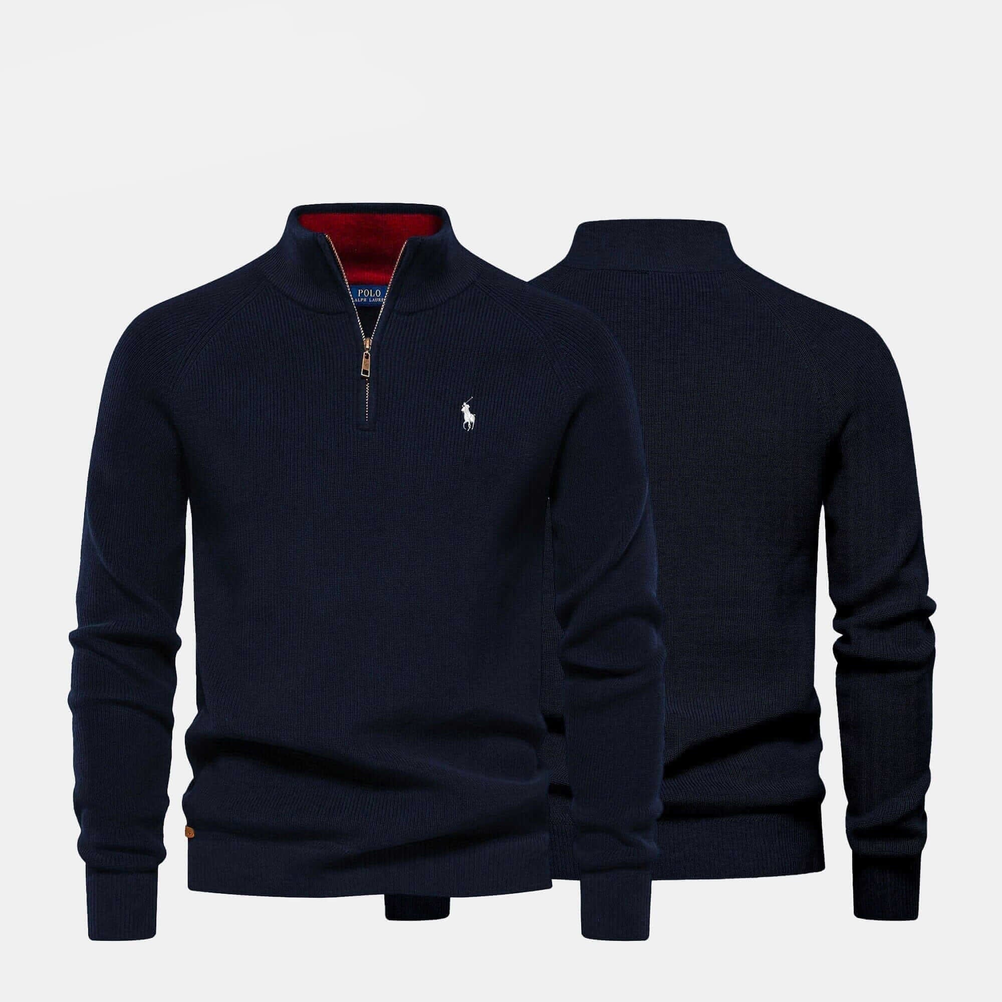 Ralph Lauren sophisticated ribbed knit zip-up sweater