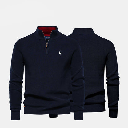Ralph Lauren sophisticated ribbed knit zip-up sweater